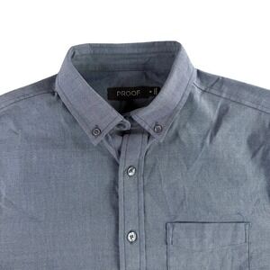 Proof Button Down Shirt Mens Small Blue Long Sleeve Stretch Huckberry Casual